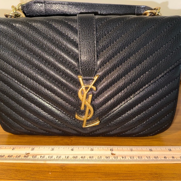 Saint Laurent Black Quilted Chevron Top-Handle Bag with Gold Hardware - Picture 14 of 15